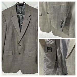Jos. A. Bank Signature Gray Windowpane Silk-Wool Blend Sport Coat – Men’s 43L